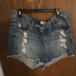 Torrid Blue Distressed Jean Shorts Frayed Hem